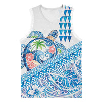 Hawaiian Abstract Sea Turtle Basketball Jersey Polynesian Tapa Art and Kakau Tattoo White WaterColor LT03 Unisex White - Polynesian Pride