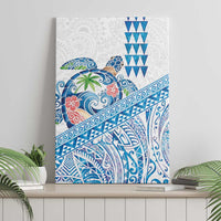 Hawaiian Abstract Sea Turtle Canvas Wall Art Polynesian Tapa Art and Kakau Tattoo White WaterColor LT03 - Polynesian Pride
