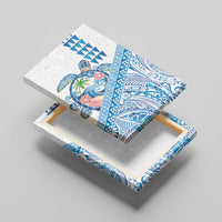 Hawaiian Abstract Sea Turtle Canvas Wall Art Polynesian Tapa Art and Kakau Tattoo White WaterColor LT03 - Polynesian Pride