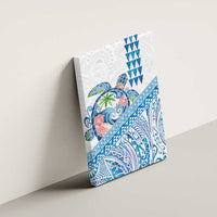 Hawaiian Abstract Sea Turtle Canvas Wall Art Polynesian Tapa Art and Kakau Tattoo White WaterColor LT03 - Polynesian Pride