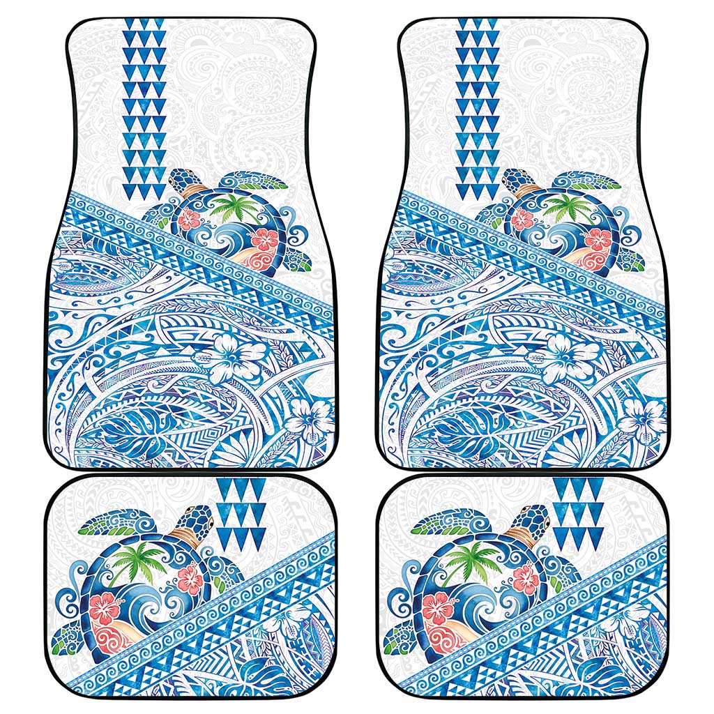 Hawaiian Abstract Sea Turtle Car Mats Polynesian Tapa Art and Kakau Tattoo White WaterColor LT03 - Polynesian Pride