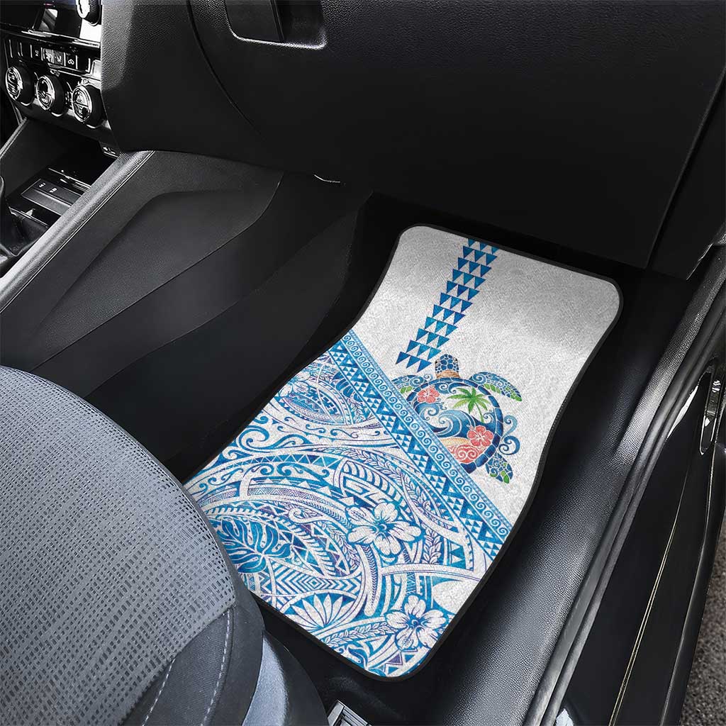 Hawaiian Abstract Sea Turtle Car Mats Polynesian Tapa Art and Kakau Tattoo White WaterColor LT03 - Polynesian Pride