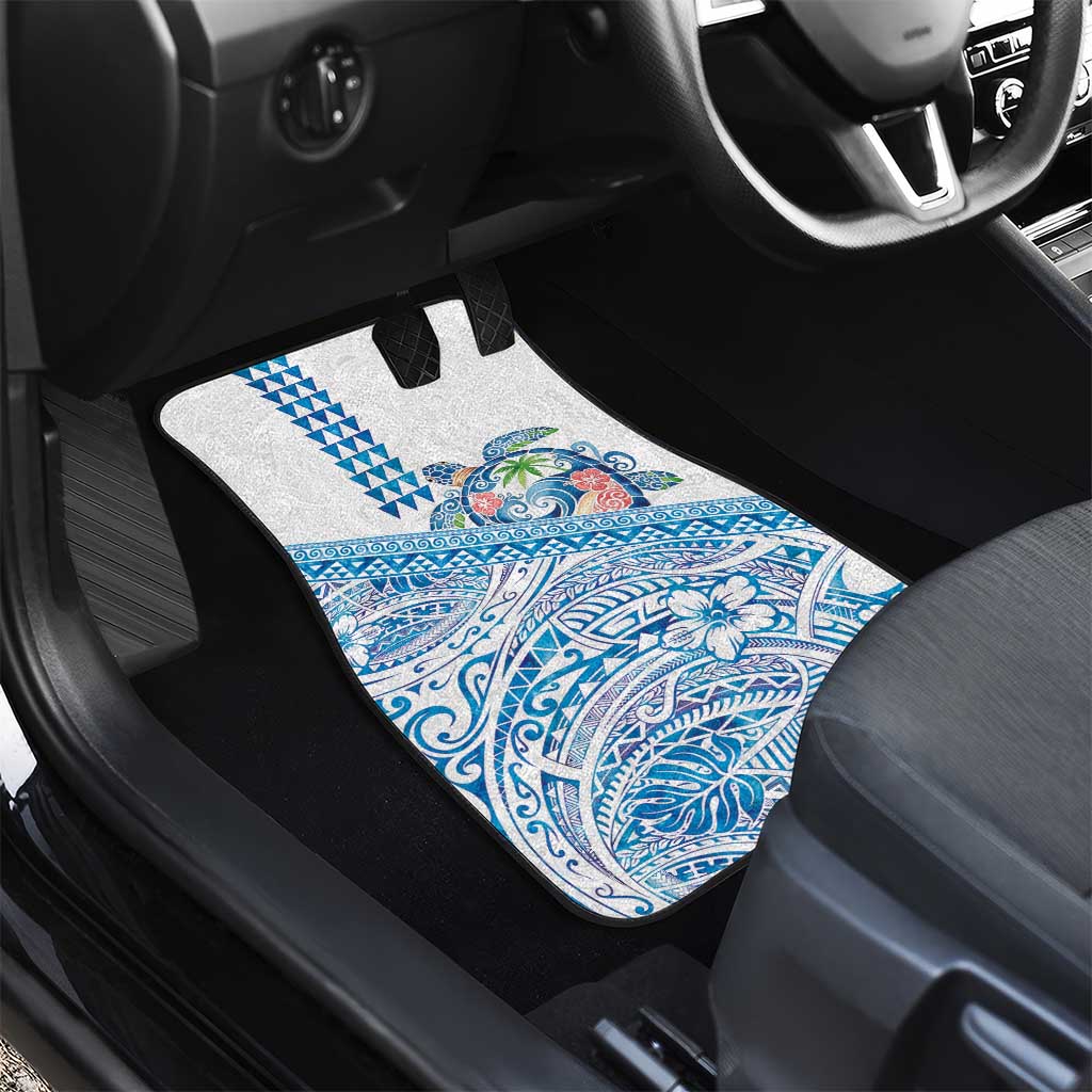 Hawaiian Abstract Sea Turtle Car Mats Polynesian Tapa Art and Kakau Tattoo White WaterColor LT03 - Polynesian Pride
