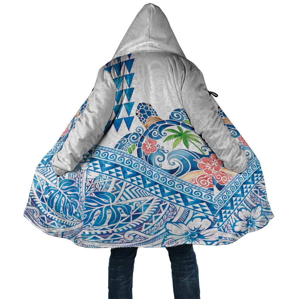 Hawaiian Abstract Sea Turtle Cloak Polynesian Tapa Art and Kakau Tattoo White WaterColor LT03 Unisex White - Polynesian Pride