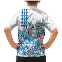 Hawaiian Abstract Sea Turtle Family Matching Mermaid Dress and Hawaiian Shirt Polynesian Tapa Art and Kakau Tattoo White WaterColor LT03 - Polynesian Pride