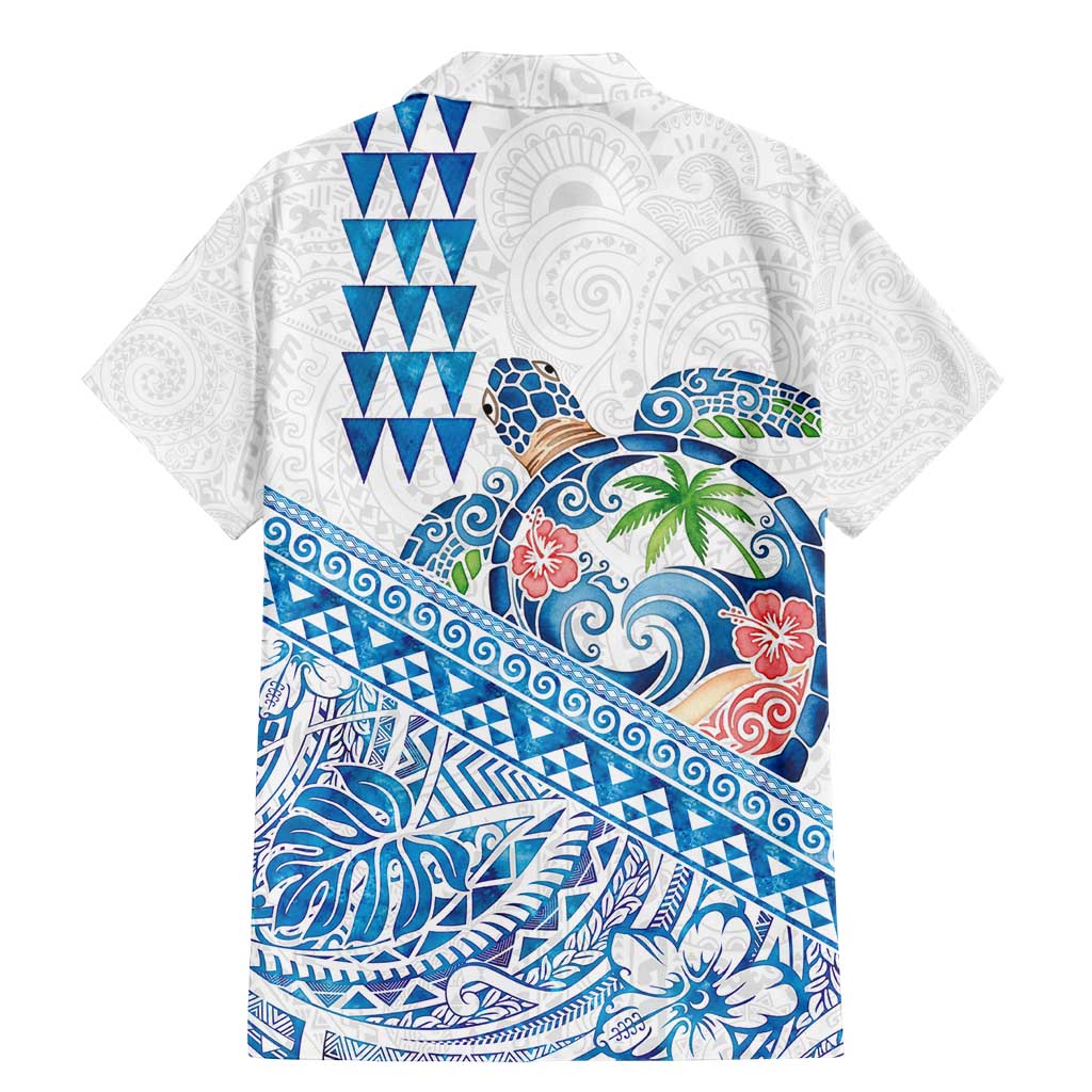Hawaiian Abstract Sea Turtle Family Matching Mermaid Dress and Hawaiian Shirt Polynesian Tapa Art and Kakau Tattoo White WaterColor LT03 - Polynesian Pride