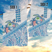Hawaiian Abstract Sea Turtle Garden Flag Polynesian Tapa Art and Kakau Tattoo White WaterColor LT03 - Polynesian Pride