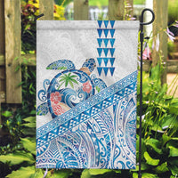 Hawaiian Abstract Sea Turtle Garden Flag Polynesian Tapa Art and Kakau Tattoo White WaterColor LT03 Garden Flag White - Polynesian Pride