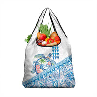 Hawaiian Abstract Sea Turtle Grocery Bag Polynesian Tapa Art and Kakau Tattoo White WaterColor LT03 1-pack One Size White - Polynesian Pride