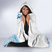 Hawaiian Abstract Sea Turtle Hooded Blanket Polynesian Tapa Art and Kakau Tattoo White WaterColor LT03 - Polynesian Pride