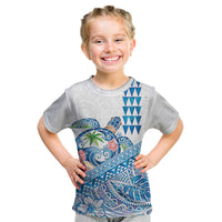 Hawaiian Abstract Sea Turtle Kid T Shirt Polynesian Tapa Art and Kakau Tattoo White WaterColor LT03 White - Polynesian Pride