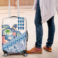 Hawaiian Abstract Sea Turtle Luggage Cover Polynesian Tapa Art and Kakau Tattoo White WaterColor LT03 White - Polynesian Pride