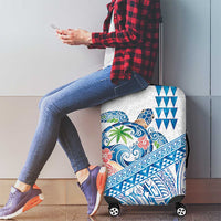 Hawaiian Abstract Sea Turtle Luggage Cover Polynesian Tapa Art and Kakau Tattoo White WaterColor LT03 - Polynesian Pride