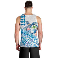 Hawaiian Abstract Sea Turtle Men Tank Top Polynesian Tapa Art and Kakau Tattoo White WaterColor LT03 - Polynesian Pride