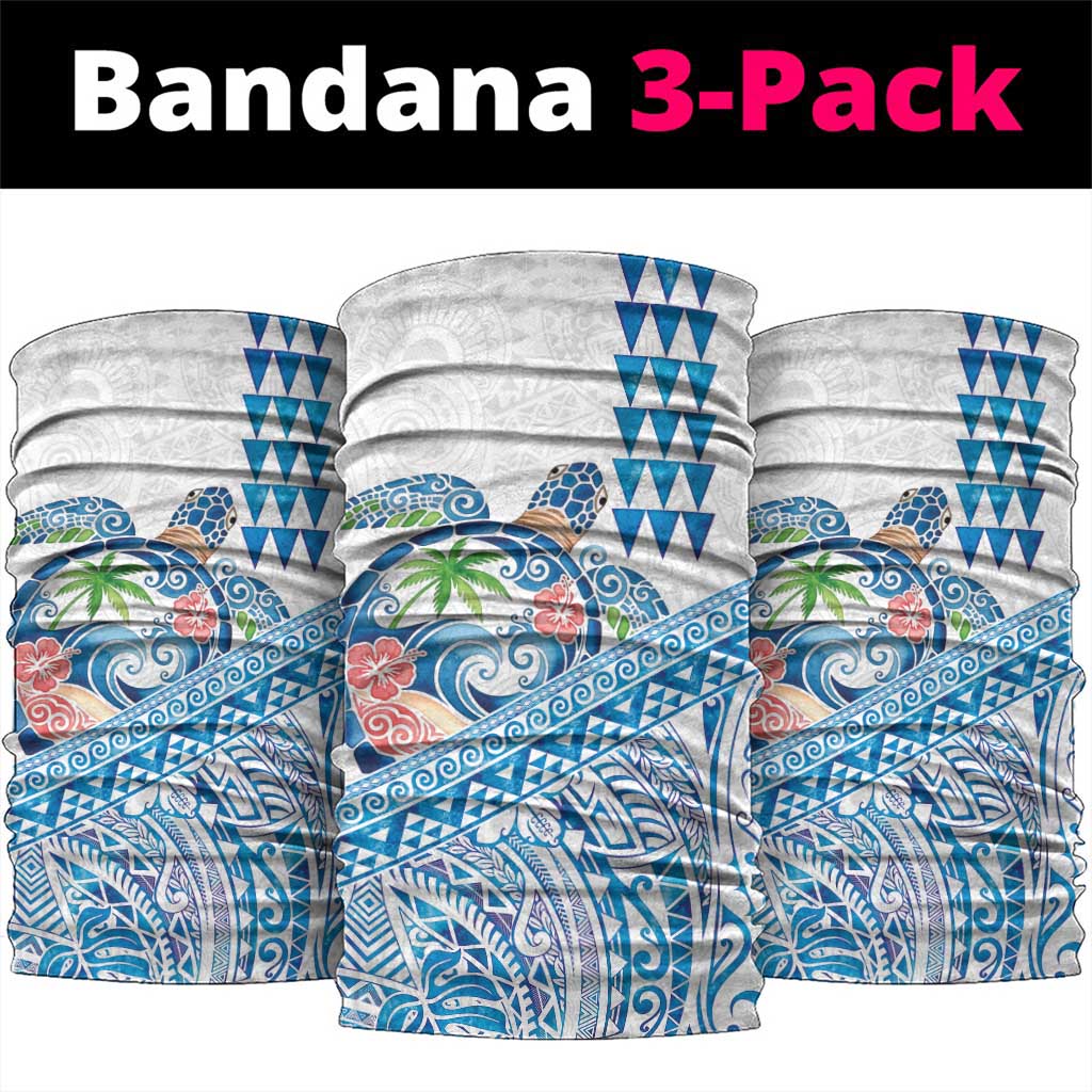 Hawaiian Abstract Sea Turtle Neck Gaiter Polynesian Tapa Art and Kakau Tattoo White WaterColor LT03 package One Size: 25*50cm White - Polynesian Pride