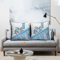 Hawaiian Abstract Sea Turtle Pillow Cover Polynesian Tapa Art and Kakau Tattoo White WaterColor LT03 - Polynesian Pride