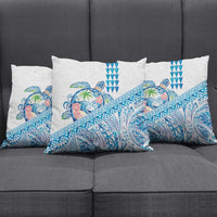 Hawaiian Abstract Sea Turtle Pillow Cover Polynesian Tapa Art and Kakau Tattoo White WaterColor LT03 - Polynesian Pride