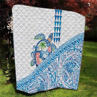 Hawaiian Abstract Sea Turtle Quilt Polynesian Tapa Art and Kakau Tattoo White WaterColor LT03 - Polynesian Pride