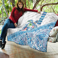 Hawaiian Abstract Sea Turtle Quilt Polynesian Tapa Art and Kakau Tattoo White WaterColor LT03 - Polynesian Pride