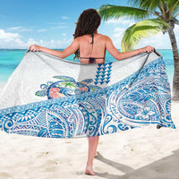 Hawaiian Abstract Sea Turtle Sarong Polynesian Tapa Art and Kakau Tattoo White WaterColor LT03 - Polynesian Pride