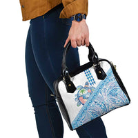 Hawaiian Abstract Sea Turtle Shoulder Handbag Polynesian Tapa Art and Kakau Tattoo White WaterColor LT03 - Polynesian Pride