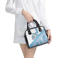 Hawaiian Abstract Sea Turtle Shoulder Handbag Polynesian Tapa Art and Kakau Tattoo White WaterColor LT03 - Polynesian Pride