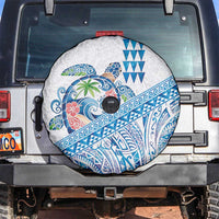 Hawaiian Abstract Sea Turtle Spare Tire Cover Polynesian Tapa Art and Kakau Tattoo White WaterColor LT03 White - Polynesian Pride