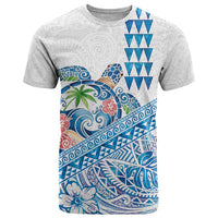 Hawaiian Abstract Sea Turtle T Shirt Polynesian Tapa Art and Kakau Tattoo White WaterColor LT03 White - Polynesian Pride