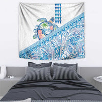 Hawaiian Abstract Sea Turtle Tapestry Polynesian Tapa Art and Kakau Tattoo White WaterColor LT03 - Polynesian Pride