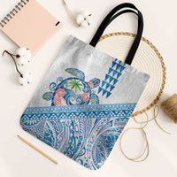 Hawaiian Abstract Sea Turtle Tote Bag Polynesian Tapa Art and Kakau Tattoo White WaterColor LT03 Black Strap One Size White - Polynesian Pride
