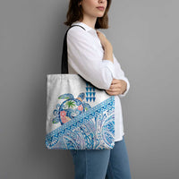Hawaiian Abstract Sea Turtle Tote Bag Polynesian Tapa Art and Kakau Tattoo White WaterColor LT03 - Polynesian Pride