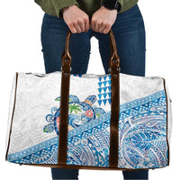 Hawaiian Abstract Sea Turtle Travel Bag Polynesian Tapa Art and Kakau Tattoo White WaterColor LT03 White - Polynesian Pride