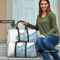 Hawaiian Abstract Sea Turtle Travel Bag Polynesian Tapa Art and Kakau Tattoo White WaterColor LT03 - Polynesian Pride