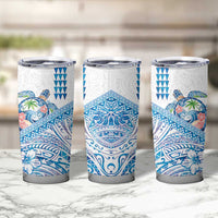 Hawaiian Abstract Sea Turtle Tumbler Cup Polynesian Tapa Art and Kakau Tattoo White WaterColor LT03 - Polynesian Pride
