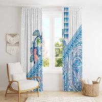 Hawaiian Abstract Sea Turtle Window Curtain Polynesian Tapa Art and Kakau Tattoo White WaterColor LT03 - Polynesian Pride