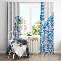 Hawaiian Abstract Sea Turtle Window Curtain Polynesian Tapa Art and Kakau Tattoo White WaterColor LT03 - Polynesian Pride
