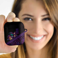 Hawaiian Abstract Sea Turtle AirPods Case Polynesian Tapa Art and Kakau Tattoo Purple WaterColor LT03 - Polynesian Pride