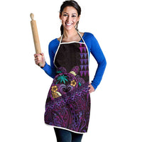 Hawaiian Abstract Sea Turtle Apron Polynesian Tapa Art and Kakau Tattoo Purple WaterColor LT03 - Polynesian Pride