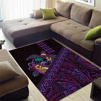 Hawaiian Abstract Sea Turtle Area Rug Polynesian Tapa Art and Kakau Tattoo Purple WaterColor LT03 - Polynesian Pride