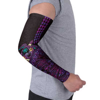 Hawaiian Abstract Sea Turtle Arm Sleeves Polynesian Tapa Art and Kakau Tattoo Purple WaterColor LT03 - Polynesian Pride