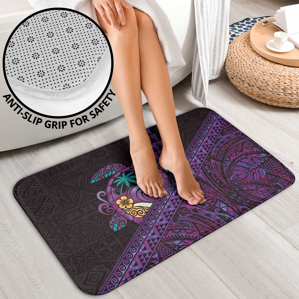 Hawaiian Abstract Sea Turtle Bathroom Set Polynesian Tapa Art and Kakau Tattoo Purple WaterColor LT03 - Polynesian Pride