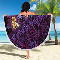 Hawaiian Abstract Sea Turtle Beach Blanket Polynesian Tapa Art and Kakau Tattoo Purple WaterColor LT03 - Polynesian Pride