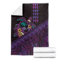 Hawaiian Abstract Sea Turtle Blanket Polynesian Tapa Art and Kakau Tattoo Purple WaterColor LT03 - Polynesian Pride