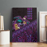 Hawaiian Abstract Sea Turtle Canvas Wall Art Polynesian Tapa Art and Kakau Tattoo Purple WaterColor LT03 - Polynesian Pride