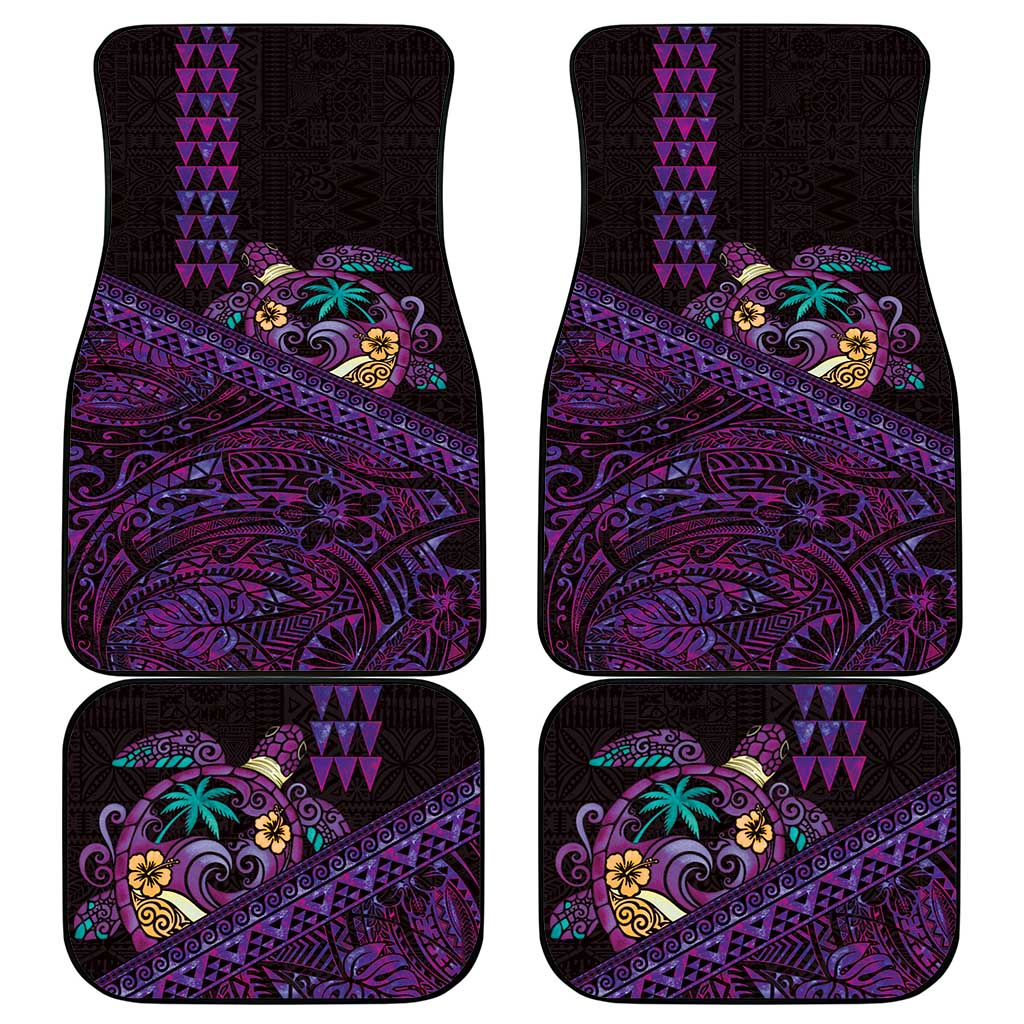 Hawaiian Abstract Sea Turtle Car Mats Polynesian Tapa Art and Kakau Tattoo Purple WaterColor LT03 - Polynesian Pride