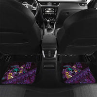 Hawaiian Abstract Sea Turtle Car Mats Polynesian Tapa Art and Kakau Tattoo Purple WaterColor LT03 Set 2pcs - Back Black - Polynesian Pride