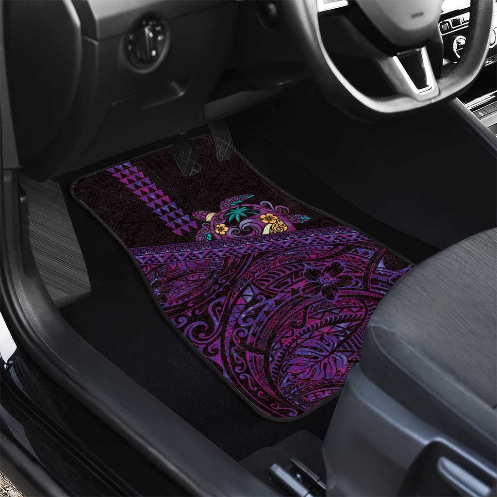 Hawaiian Abstract Sea Turtle Car Mats Polynesian Tapa Art and Kakau Tattoo Purple WaterColor LT03 - Polynesian Pride