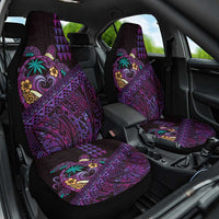 Hawaiian Abstract Sea Turtle Car Seat Cover Polynesian Tapa Art and Kakau Tattoo Purple WaterColor LT03 One Size Black - Polynesian Pride