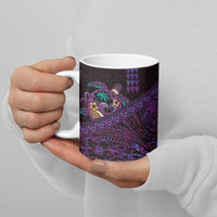 Hawaiian Abstract Sea Turtle Ceramic Mug Polynesian Tapa Art and Kakau Tattoo Purple WaterColor LT03 - Polynesian Pride