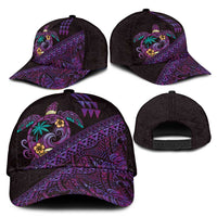 Hawaiian Abstract Sea Turtle Classic Cap Polynesian Tapa Art and Kakau Tattoo Purple WaterColor LT03 - Polynesian Pride